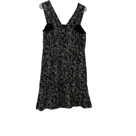 GAP black floral mini dress. Linen and sleeveless. Side pockets. Size 12 - Picture 6 of 10